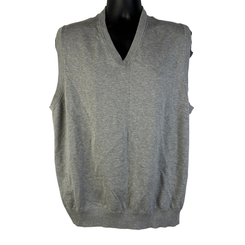 Brooks Brothers Men's Sz XXL Gray Supima Cotton V-Neck Sweater Vest Golf Preppy‎